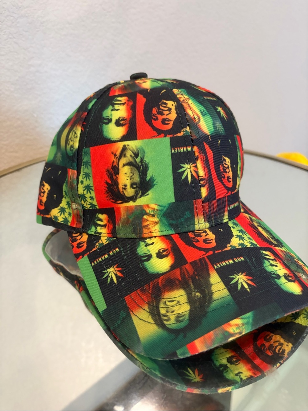 Bob Marley Rasta Reggae All Over Print Snapback Hat Red Green Yellow Black
